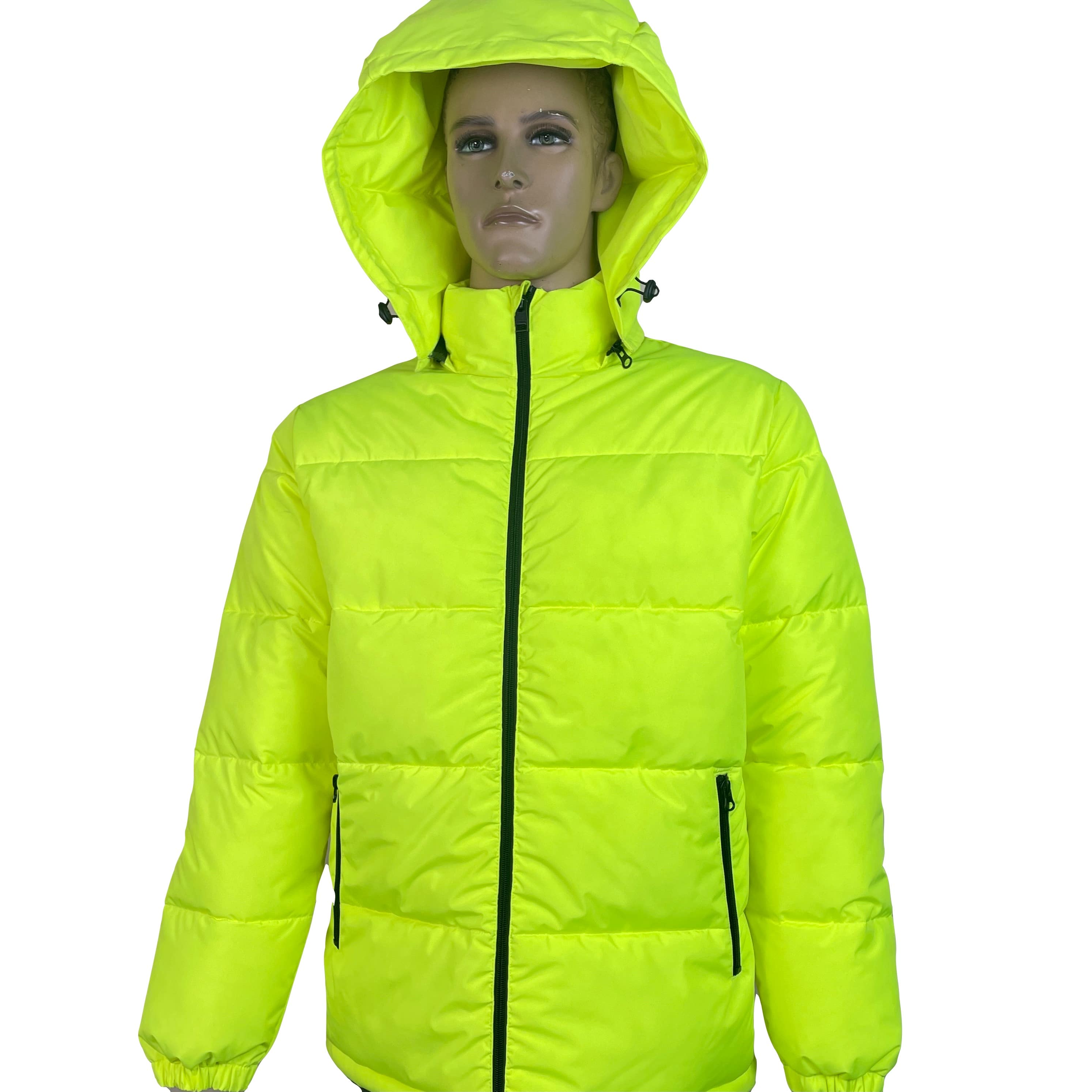 Technical high-visibility puffer jacket